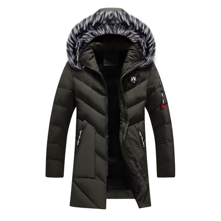 Herr Quiltad Thermo Parkas med Imitation Päls Huva och Fleecefoder