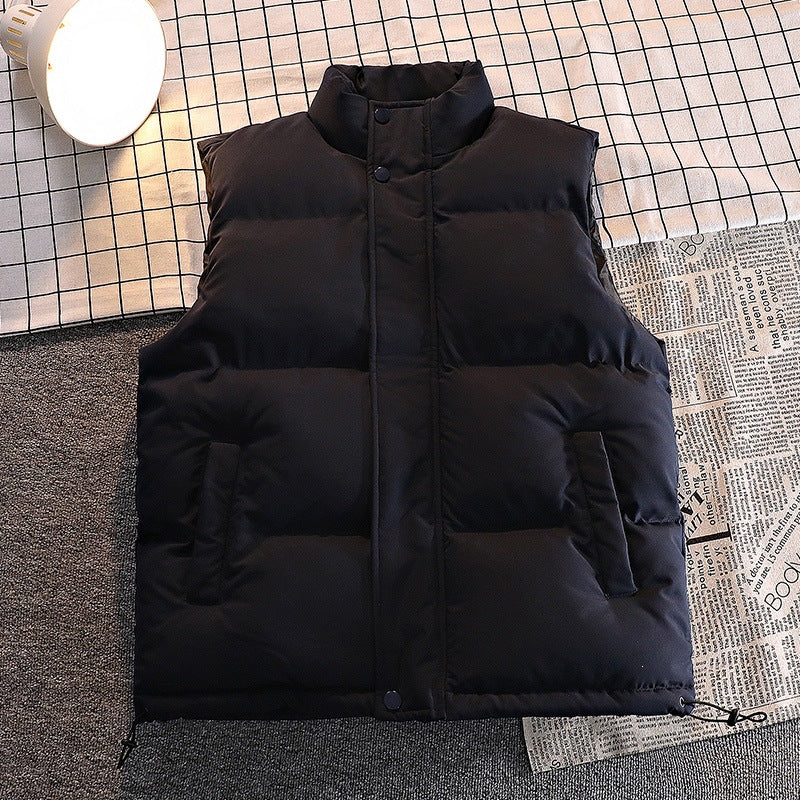 Herr Quiltad Vadderad Gilet med Hög Ståkrage, Dold Zip och Dragsko Fåll