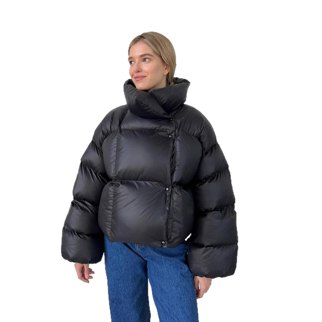Dam extravagant oversize kviltad down jacka med extra voluminous huva