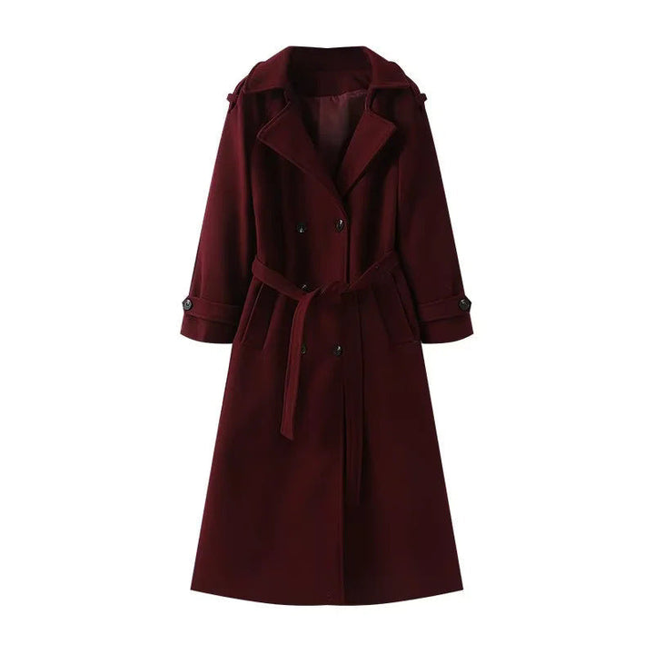 Dam longer double-breasted trenchcoat med bälte och sjalkrage