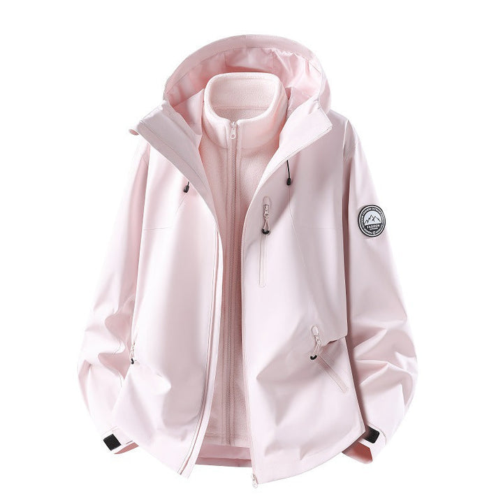 Herr Three-Piece Softshell Frilufts Jacka med Avtagbar Fleecefoder och Huva