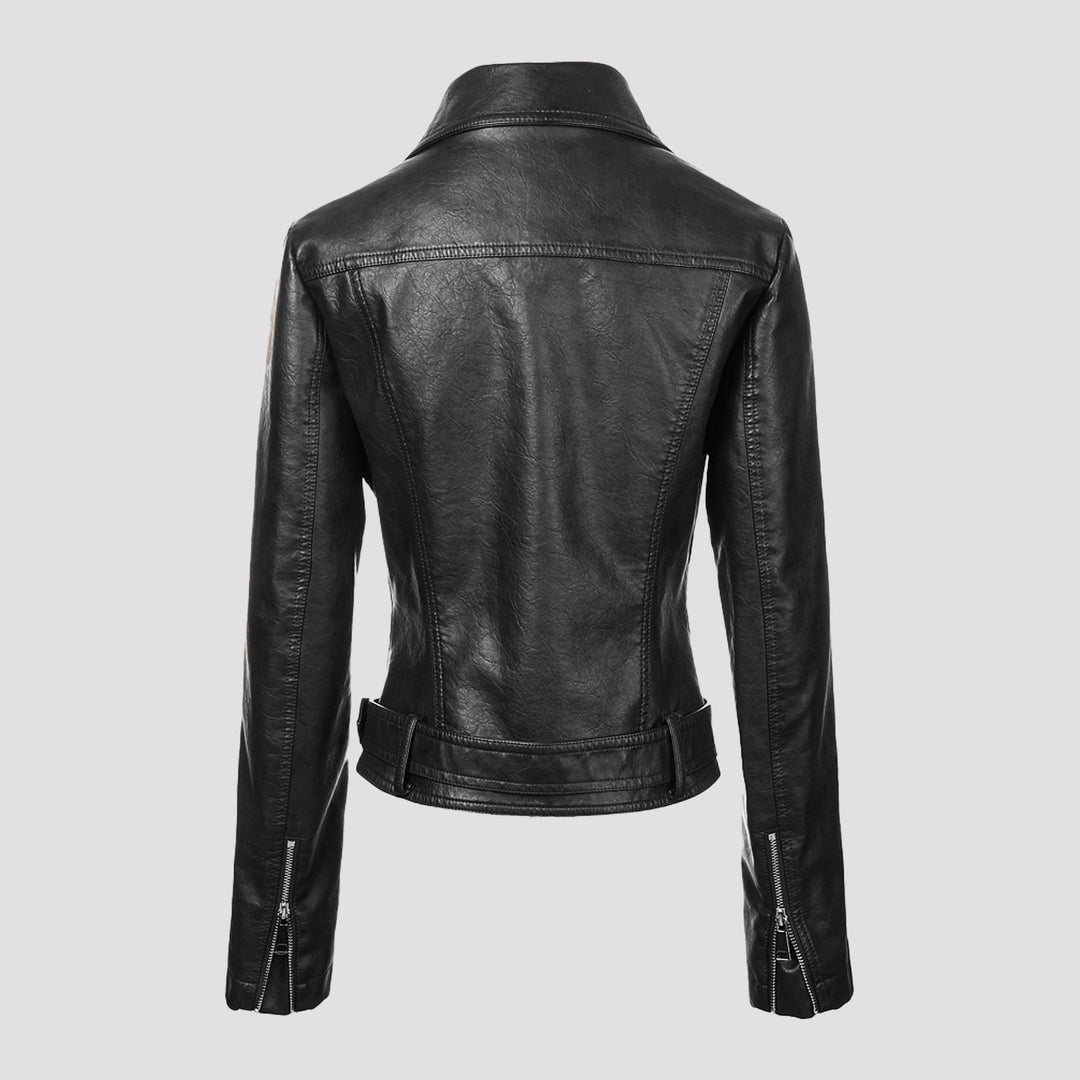 Dam Trendig Bikerjacka med Waist Belt