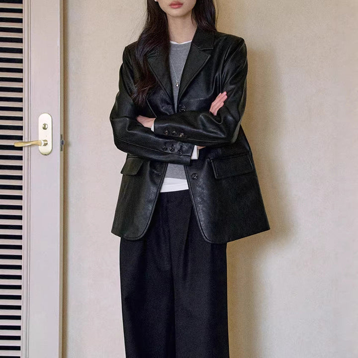 Dam modern läder blazer