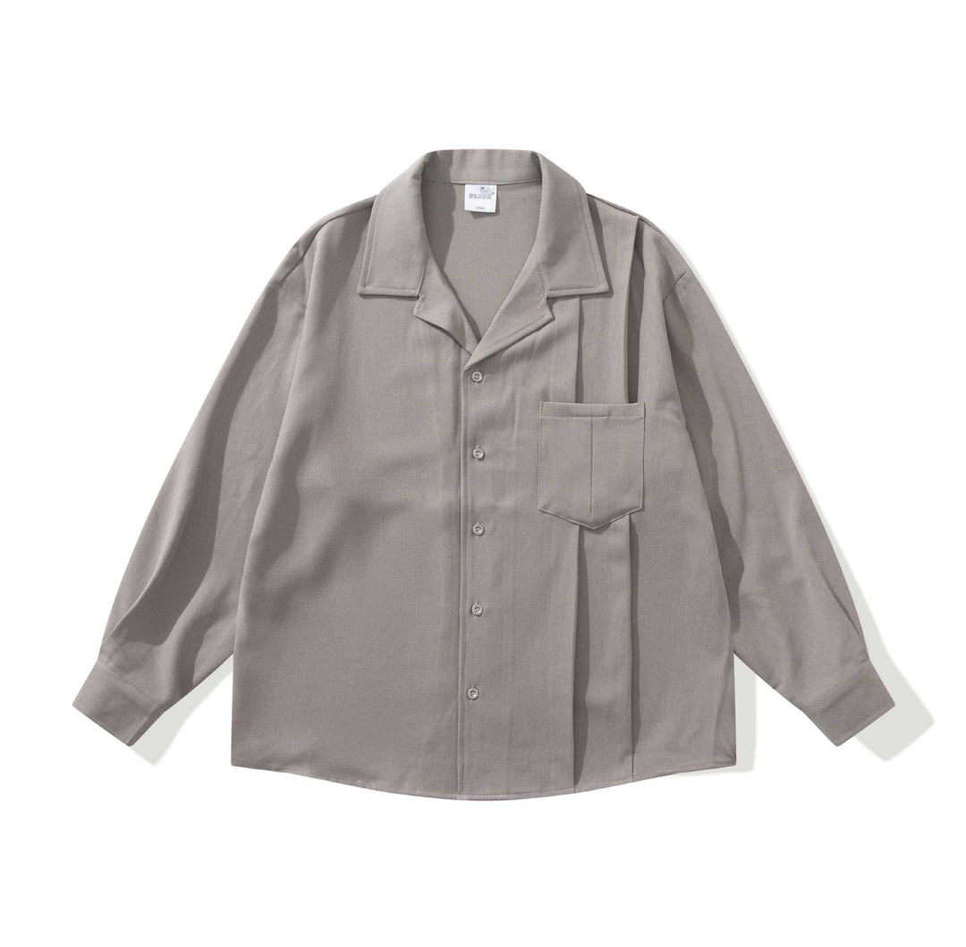 Unisex Oversized Skjorta Jacka med Open Notch Krage och Bröstficka