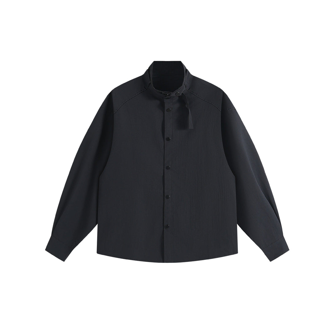 Unisex Oversized Skjorta Jacka med Ståkrage och Press-Stud Fram