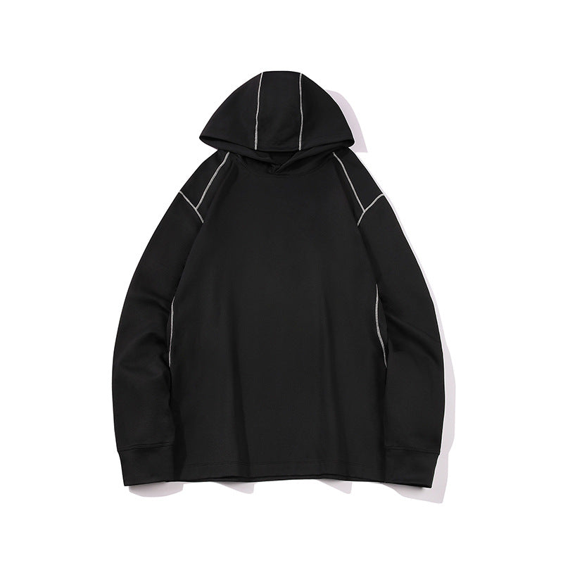 Herr Oversized Luvtröja Gjord av Kraftig Bomull Jersey med Raglanärmar och Visible Contrast Sömmar