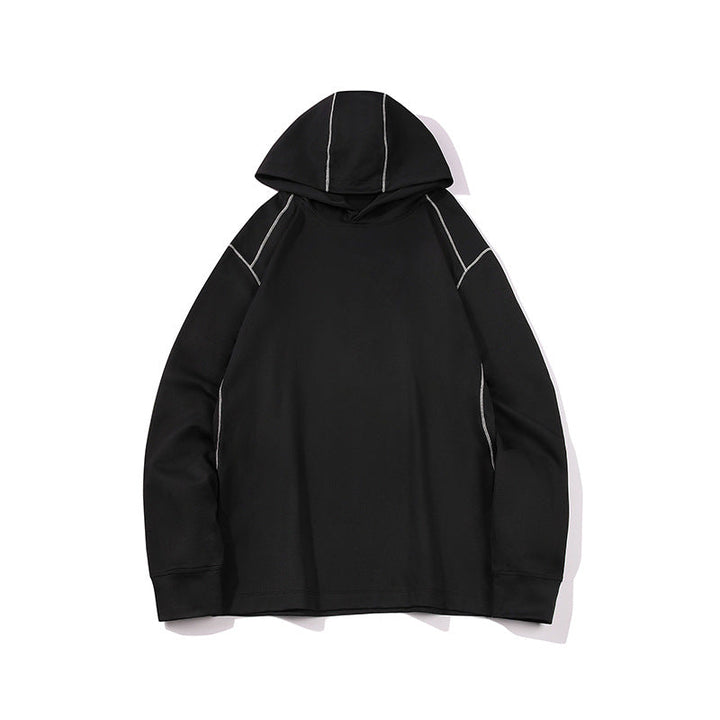 Herr Oversized Luvtröja Gjord av Kraftig Bomull Jersey med Raglanärmar och Visible Contrast Sömmar