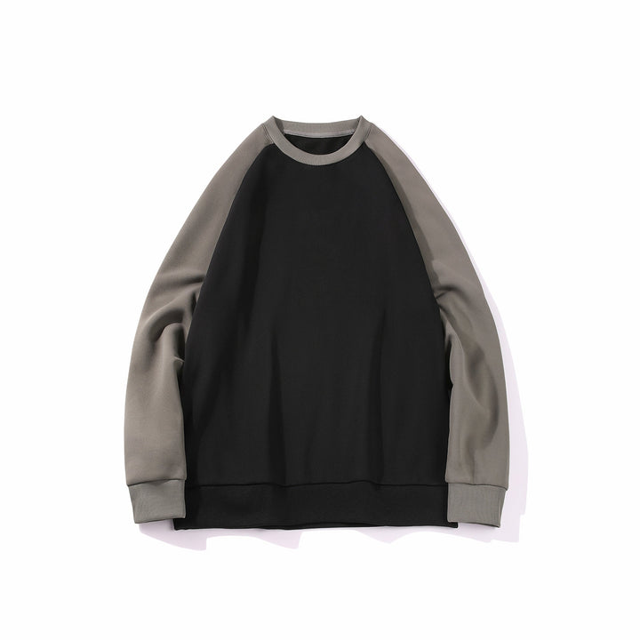 Herr Raglan College-Tröja med Contrast Ärmar, Mjuk Fleece Foder, och Ribbad Fåll