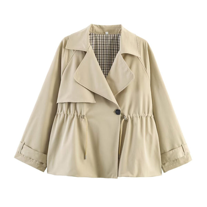 Dam Kort Trenchcoat med Drawstring Waist
