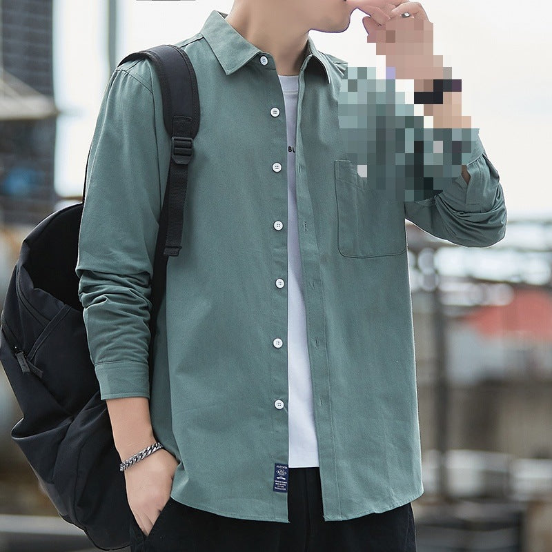 Herr Bomull Overshirt i Casual Look med Bröstficka &amp; Skjortkrage