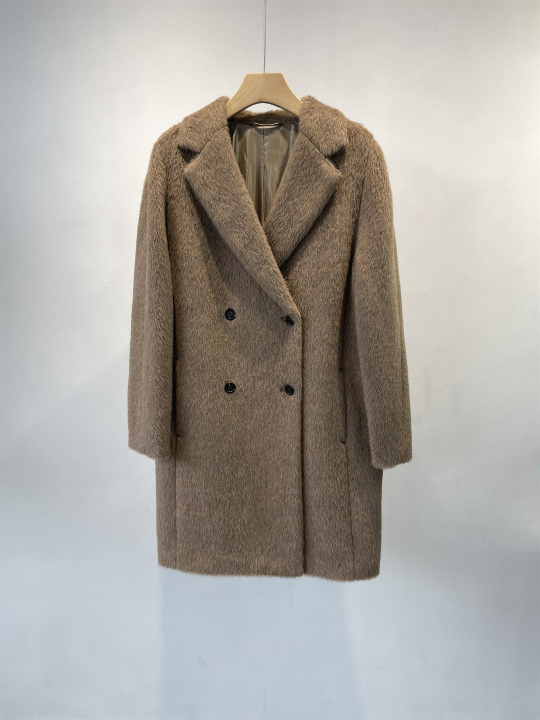 Dam lyxig mjuk Faux Fur Double-Breasted kappa