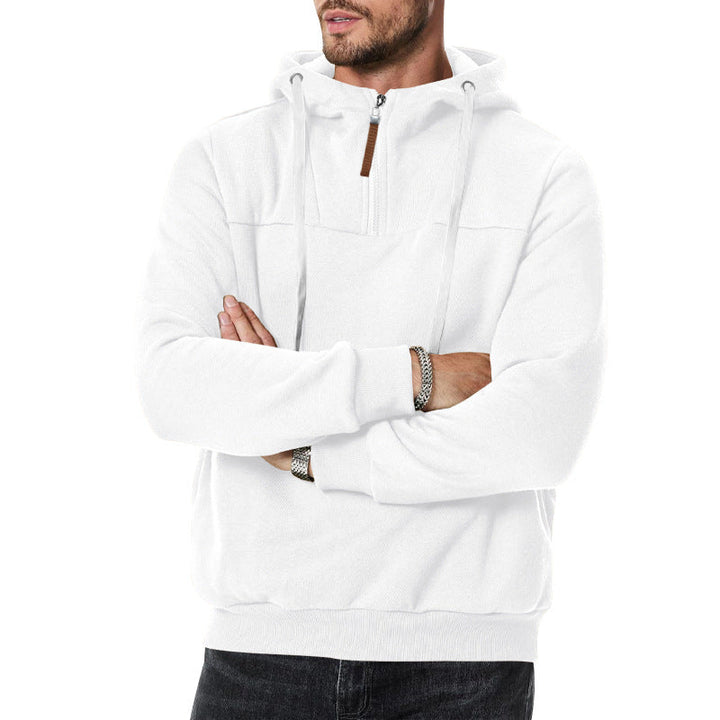 Herr Nano Sweat Halv Dragkedja med Textured Interior, Adjustable Huva och Bred Ribbad Fåll