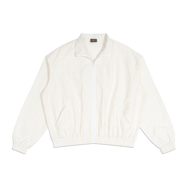 Unisex oversize dragkedja jacka gjord ribbed bomull mix med ståkrage och elastic fåll