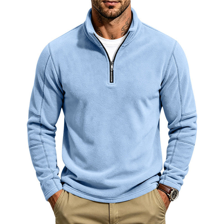Herr Fleece Pullover med Kort Dragkedja och Ståkrage