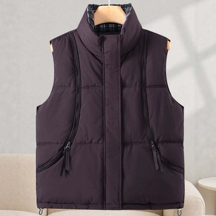 Dam Sleeveless Thermal väst med High Stand krage och Visible Vertical Zippers