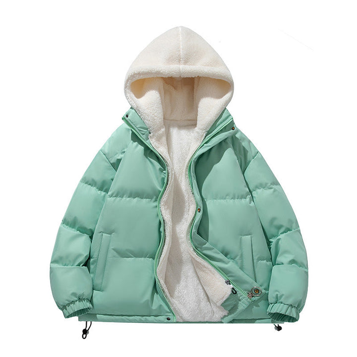 Unisex vadderad huvtröja med sherpa foder och justerbar fåll