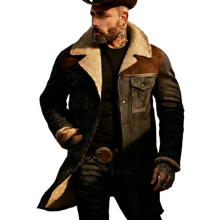 Herr Pilot Jacka Tillverkad av Suede Look med Teddy Fur Foder och Lapel Krage