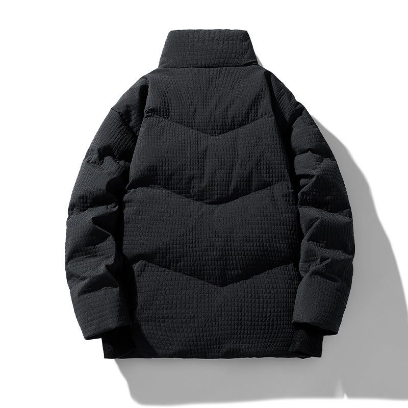 Herr Quiltad Wendbare Winterjacke med Ståkrage och Hahnentrittmuster-Futter