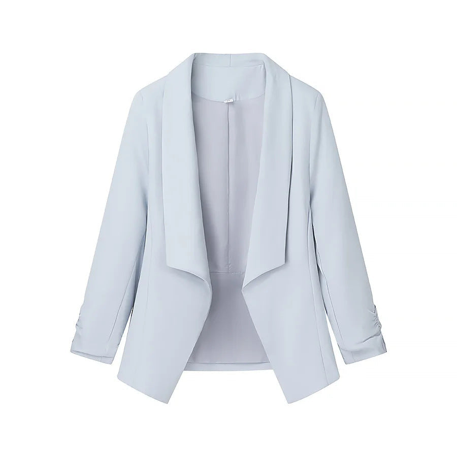 Dam locker falling Waterfall blazer jacka med gathered ärm cuffs
