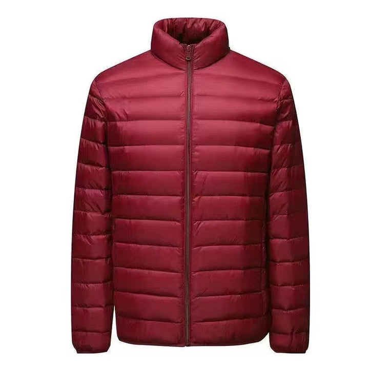Herr ultra-light packable micro quiltad jacka med ståkrage, vadderad isolering och vindresistent skal
