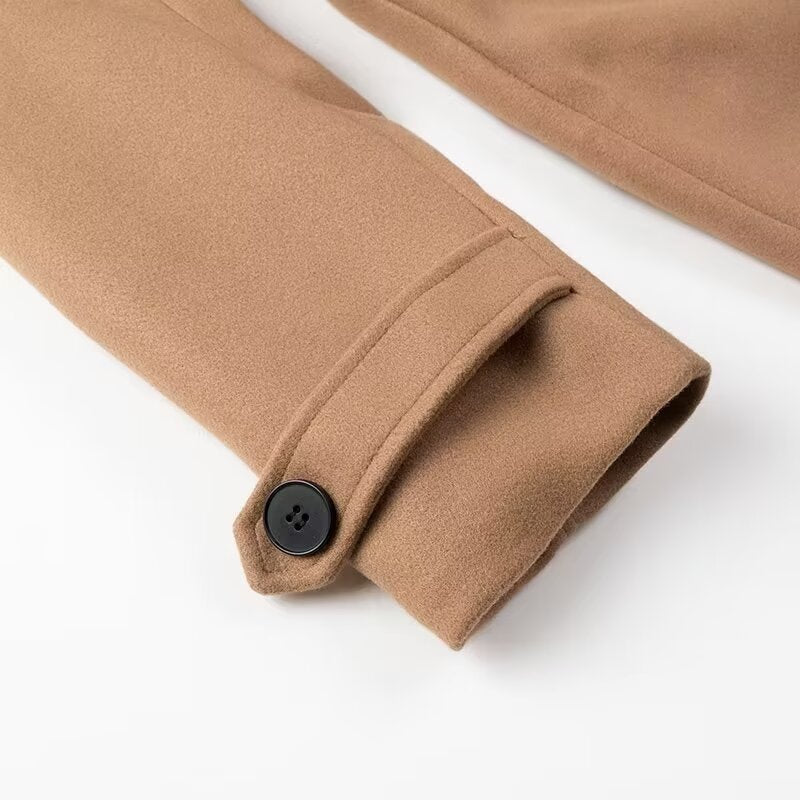 Dam Double-Breasted Maxi Length trenchcoat med knytband och Cape Overlay
