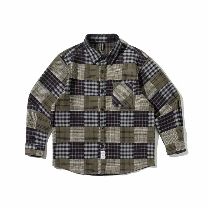 Herr Rutig Patcharbete Flanell overshirt med bröstficka