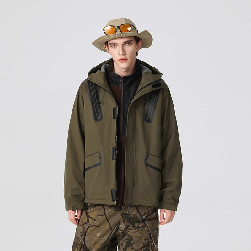 Herr Teknisk Softshell Parkas med Huva, Taped Sömmar och Coated Inlägg