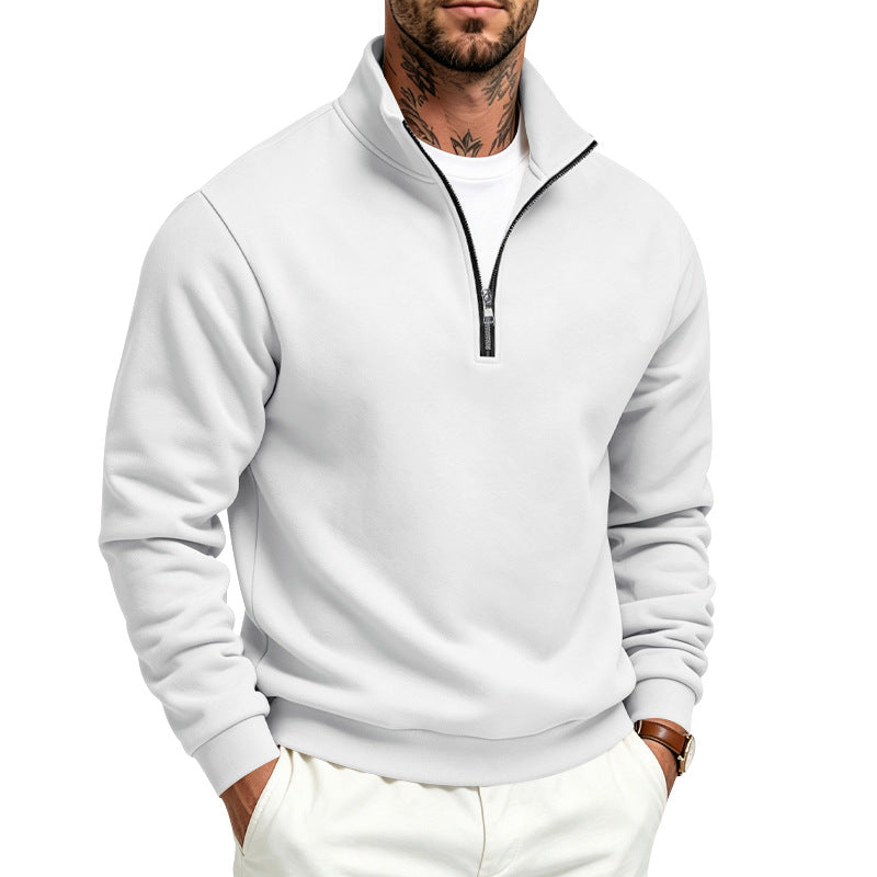 Herr Halv Dragkedja College-Tröja med Turtleneck och Mjuk Fleece Inner Side