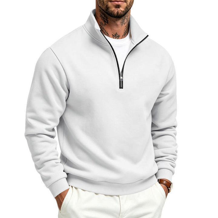 Herr Halv Dragkedja College-Tröja med Turtleneck och Mjuk Fleece Inner Side