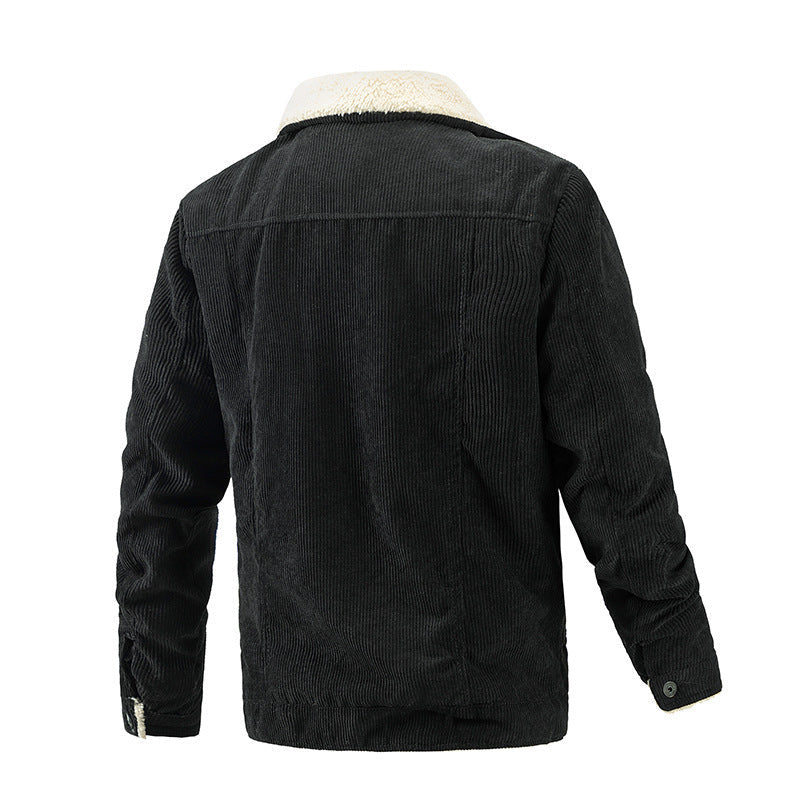 Herr Vintage Manchester Jacka i Trucker Stil med Sherpa Foder och Bröst Lock