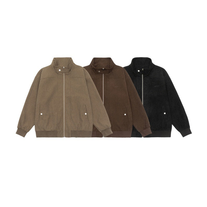 Unisex Teddy-Fleece Bomber Jacka med Ståkrage och Tryckknapp Fickor