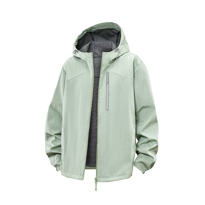 Herr Lätt med Huva Vindjacka med Water-Repellent Membrane och Reflective Fickor med Dragkedja