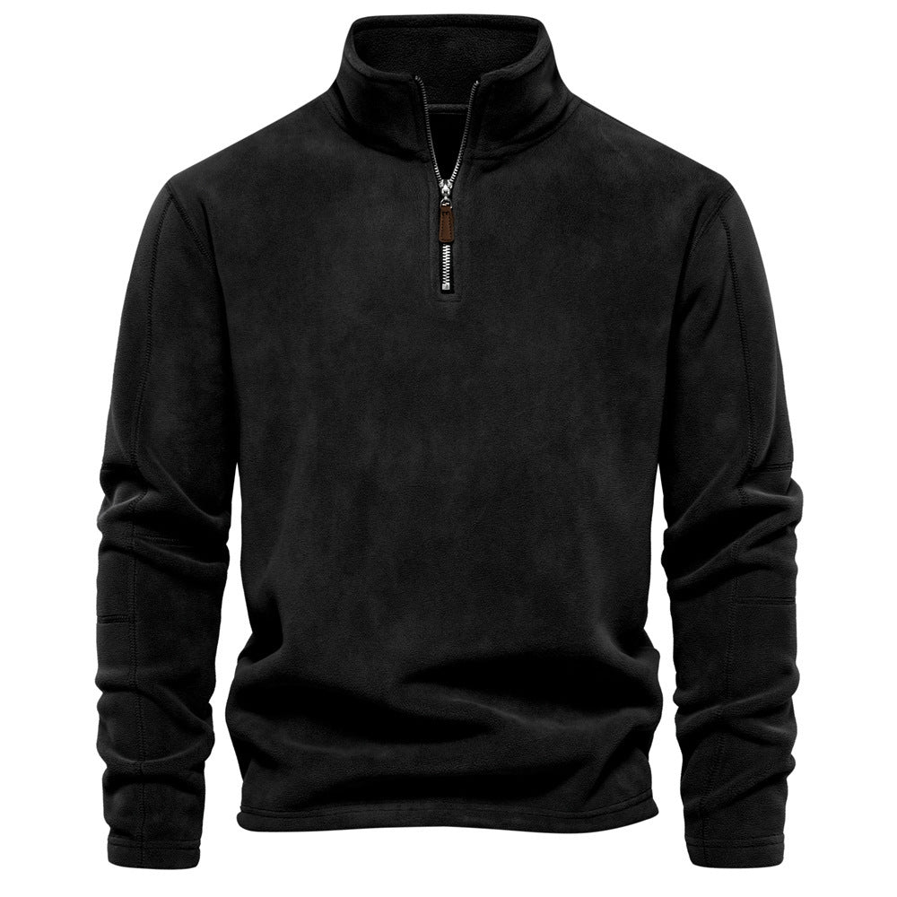 Herr Lätt Fleece Pullover med Kort Dragkedja och Ståkrage