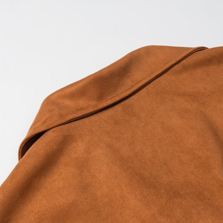 Dam mocka look Fringe jacka med oversize skärning, midjebälte och Statement ärmar