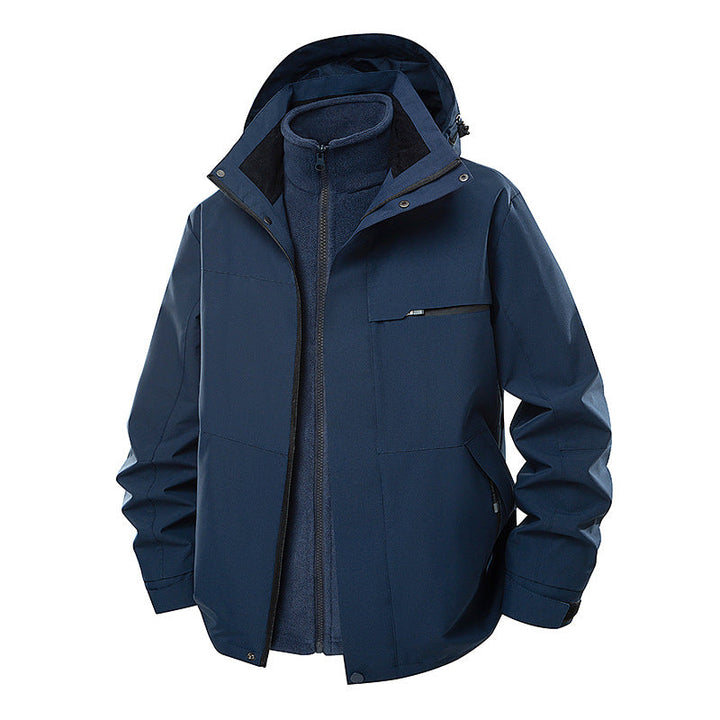 Herr Two-Layer Funktionell Övergångsjacka med Avtagbar Fleece Inner Jacka, Huva &amp; Vattenavvisande Skal