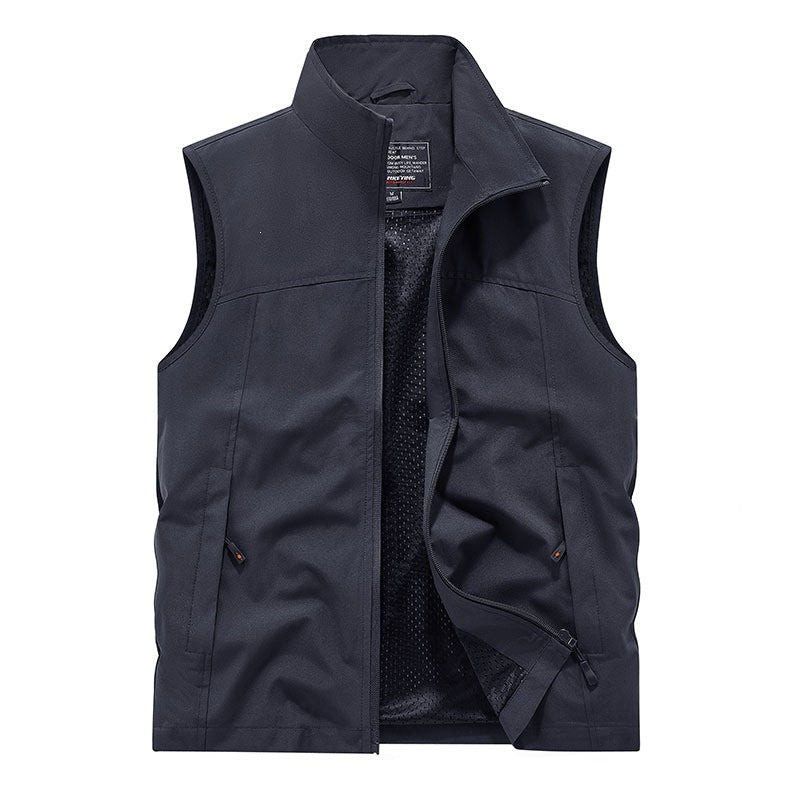 Herr Softshell Väst med Mesh Foder, Vind Resistant och Dragkedjefickor