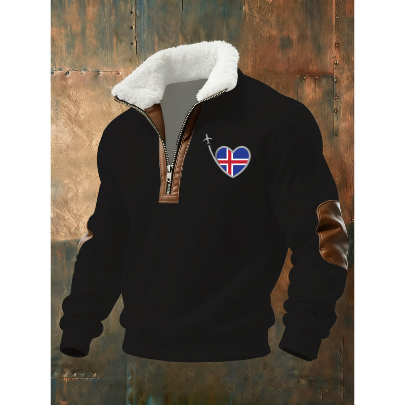 Herr Klassisk Luvtröja med Fleece Detail