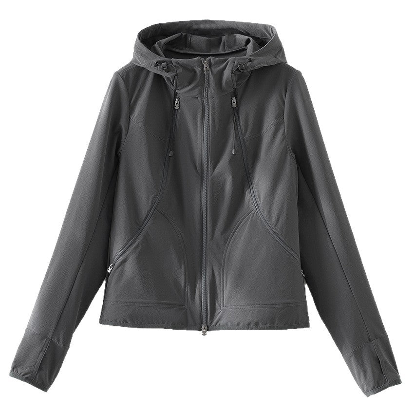 Dam lätt softshell utomhusjacka med huva och två-Way dragkedja