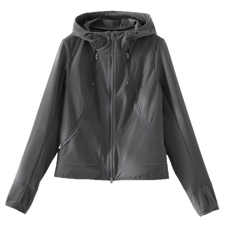 Dam lätt softshell utomhusjacka med huva och två-Way dragkedja