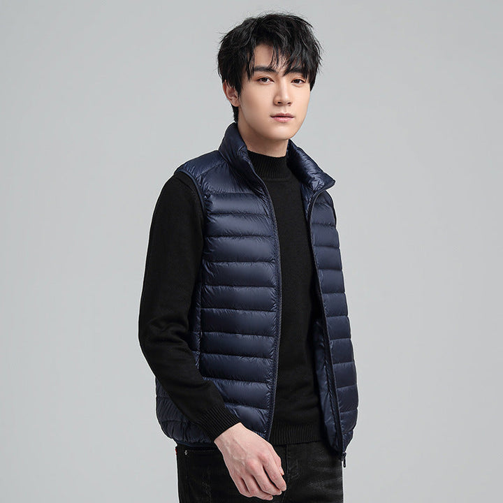 Herr Ultra-Light Quiltad Isolering Väst med Hög Stående Krage och Packing Function