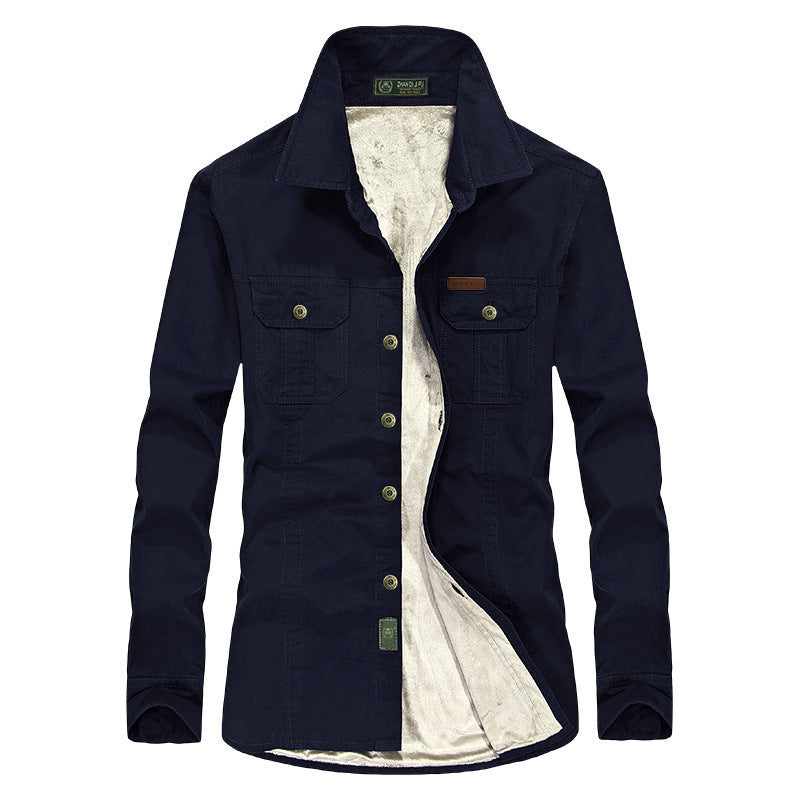 Herr Lightly Vadderad Canvas Worker Skjortjacka med Bröst Lock Fickor