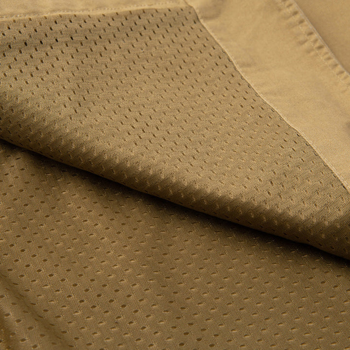 Herr Sleeveless Utility Canvas Väst med V-Neck, Knapplist, och Utanpåfickor