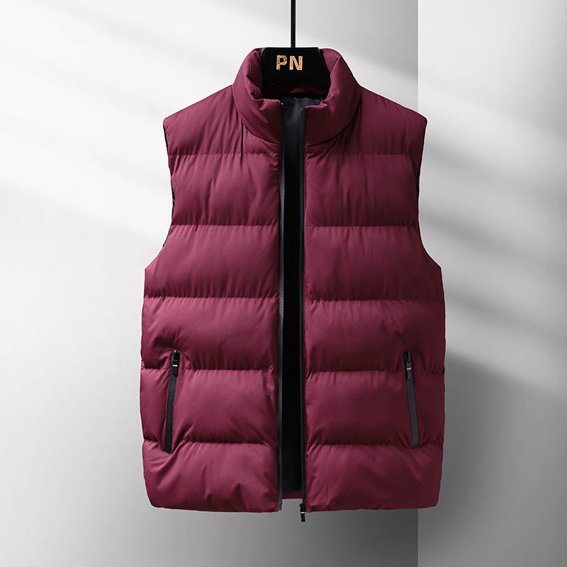 Herr Sleeveless Värmande quiltad väst med ståkrage, vindtät Skal och fickor med dragkedja