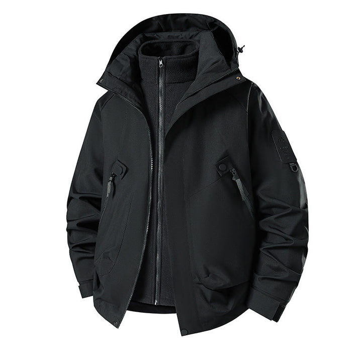 Herr 3-i-1 Softshell Parka med Uttagbar Fleece Inre Jacka och Technical Huva