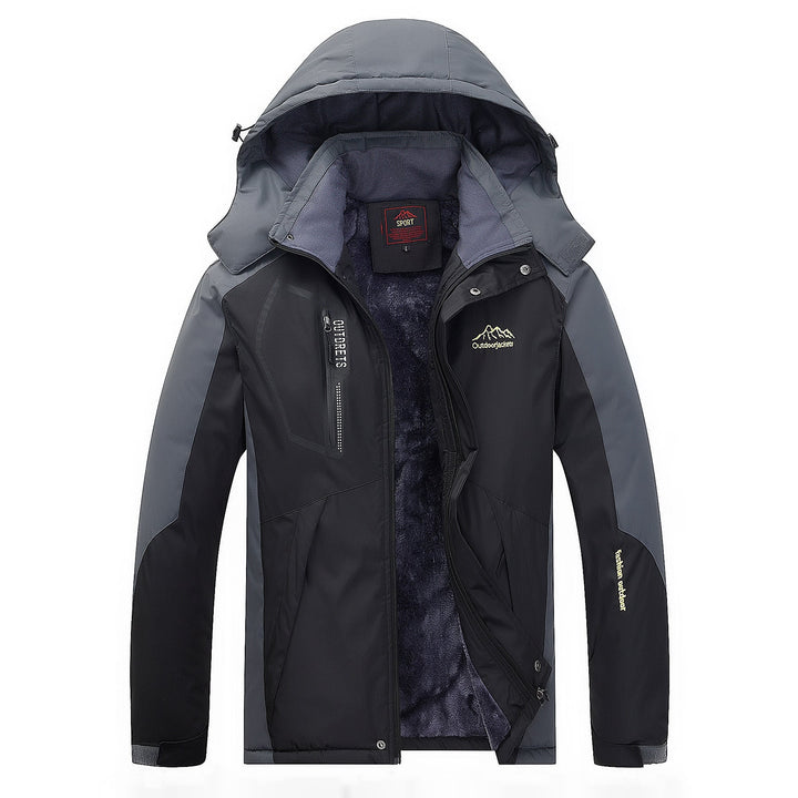 Herr Vattenavvisande Utomhus Jacka med Teddy Fleecefoder, Justerbar Huva, och Multifunction Fickor