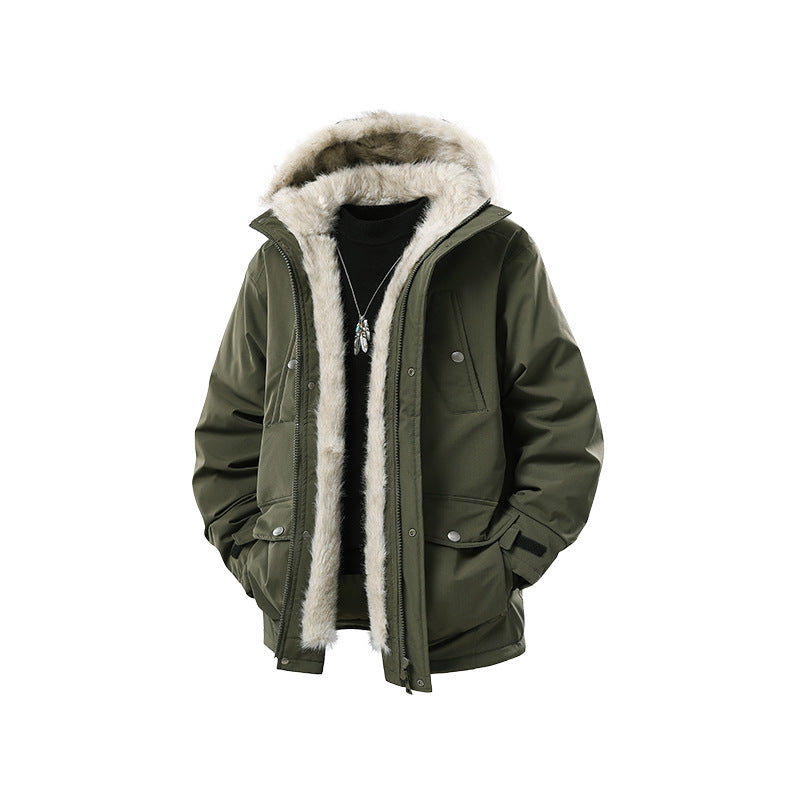 Herr Fodrad Winterparka med Fuskpälshuva och Termofoder, Wind- och Vattenavvisande