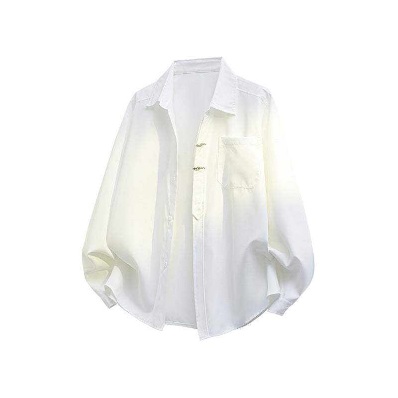 Unisex Oversize Skjortjacka i A Minimalistisk Utility Look med Chest Ficka och Dold Knapp Knäppning