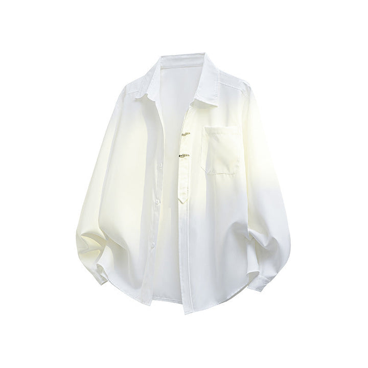 Unisex Oversize Skjortjacka i A Minimalistisk Utility Look med Chest Ficka och Dold Knapp Knäppning