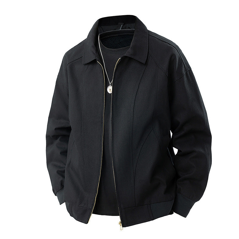 Herr Modern Blouson med Skjorta Krage, Tvåvägsdragkedja och Subtil Division Söm