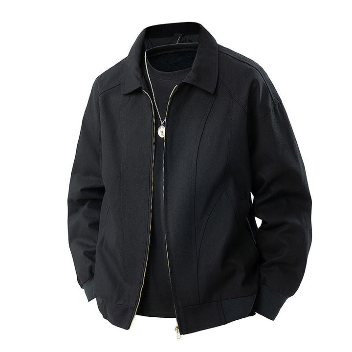 Herr Modern Blouson med Skjorta Krage, Tvåvägsdragkedja och Subtil Division Söm